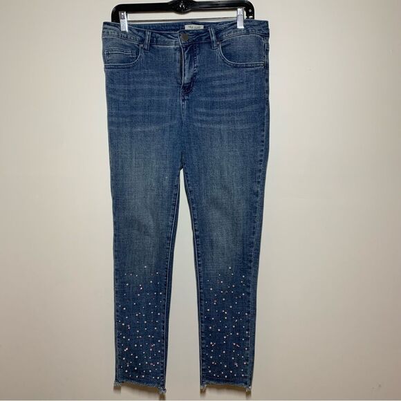 Tru Luxe Jeans embellished pearls Women’s size 6 straight leg boutique glam jean - Picture 1 of 7